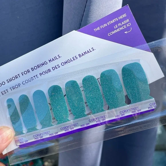 Color Street Timeless Turquoise-Glittery Teal Nail Strips - Picture 8 of 9
